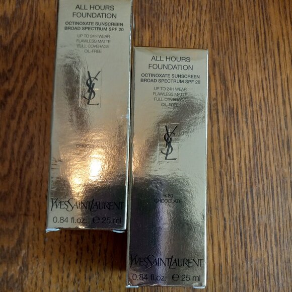 NIB Lot of 2 YSL All Hours Foundation B80 Chocolate .84oz each - Picture 6 of 16
